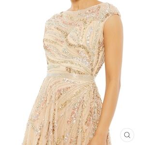 MAC DUGGAL 5445 Beige Multi Cap Sleeve Embellished Evening Gown Size 14 NWT